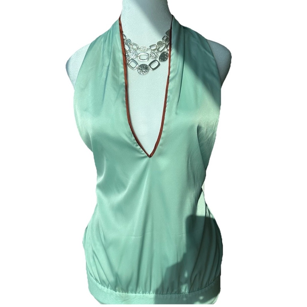 4SI3NNA Halter Neck Open-Back Bodysuit – Mint Green – Size Large